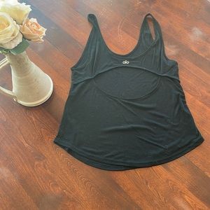 ALO Yoga Ribbed Black Tank with open back small